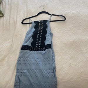 Top Shop blue and black body con dress small